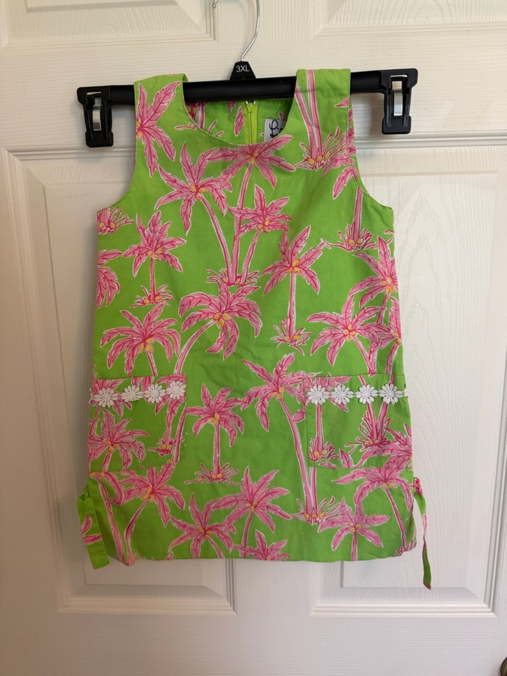 Lilly Pulitzer Lime Green Tank Dress with Pink Palm Print